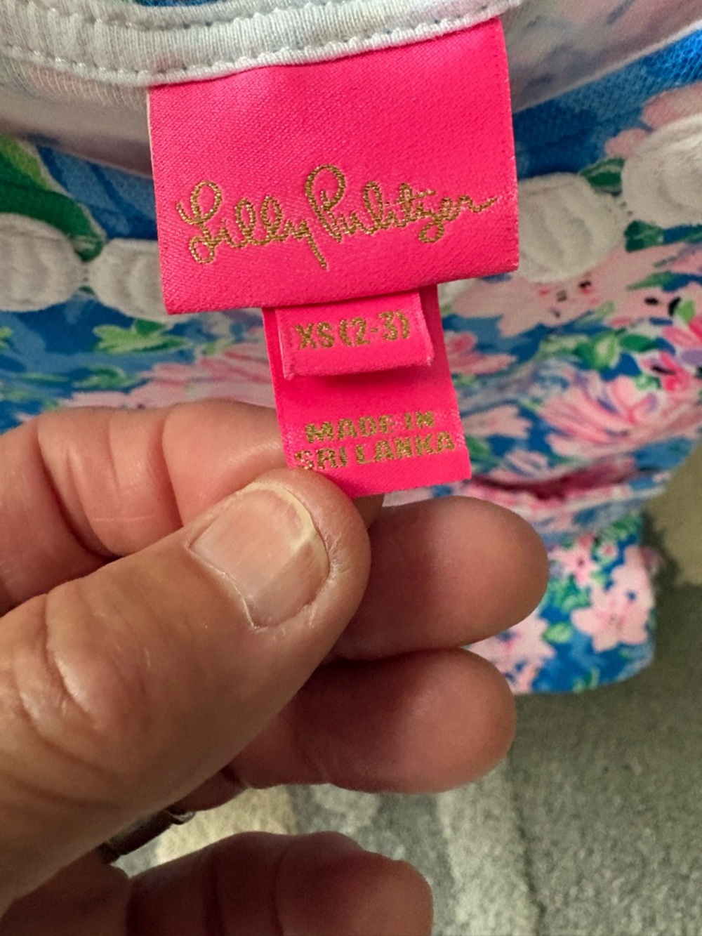Lilly Pulitzer Toddler Girls Vibrant Pink & Blue Printed Sundress (5) - Picture 10 of 10